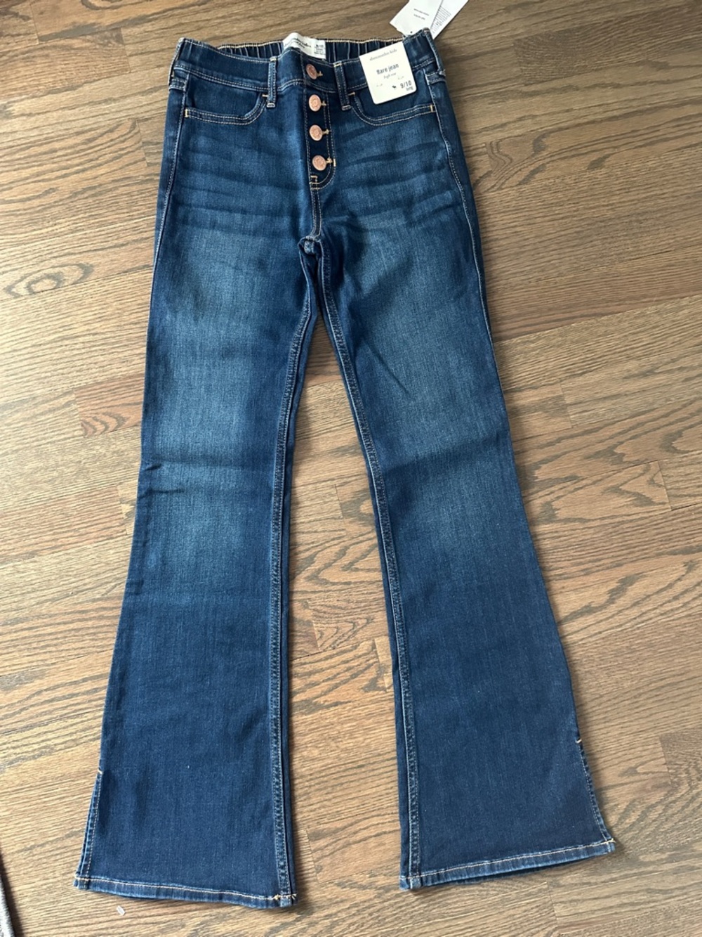 abercrombie kids Dark Blue High-Rise Flare Jeans